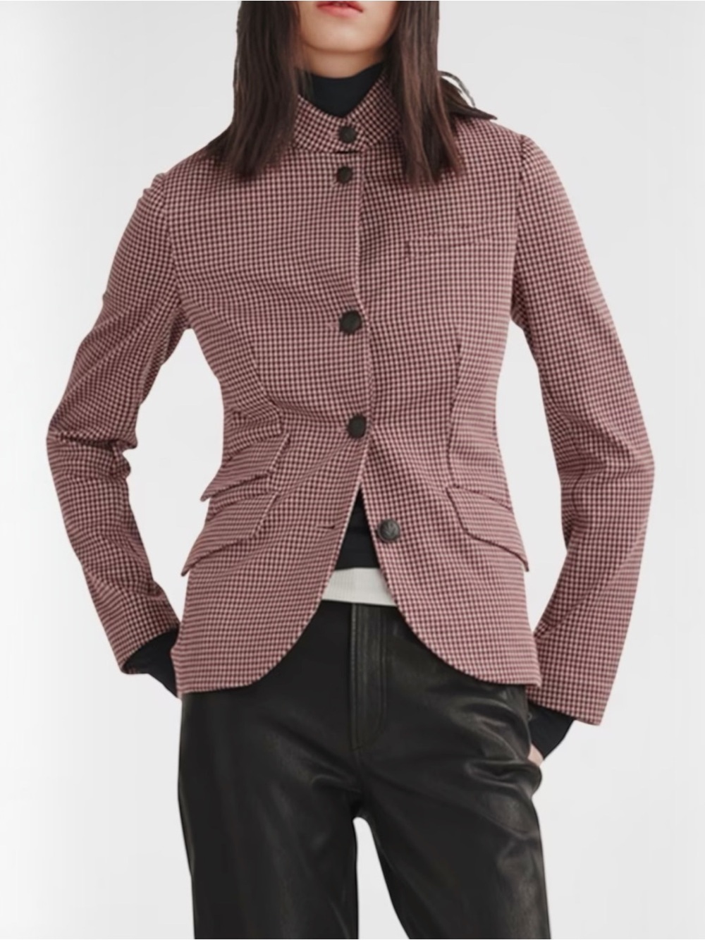 rag & bone Slade Italian Plaid Houndstooth Pink Slim Fit Blazer Women’s Size 8